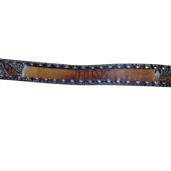 Vintage Personalized "Jim" Tooled Painted Leather Belt - Picture 4 of 7